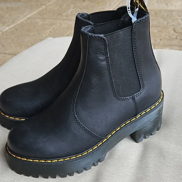 Dr. Martens Black Chelsea Boots with Yellow Accents - Picture 7 of 10